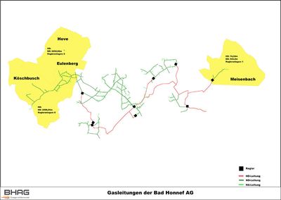 Karte des BHAG Gastnetzes Hennef