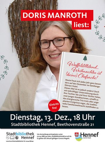 Am 13. Dezember liest die Autorin Doris Manroth  in der Stadtbibliothek Hennef aus ihrem Buch.