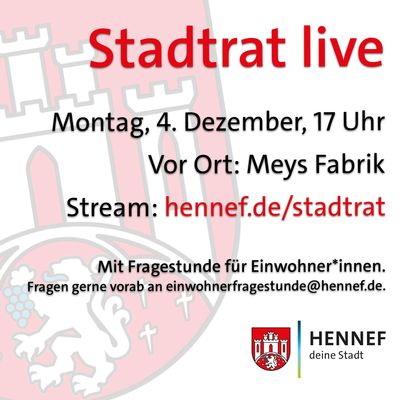 Die nächste Sitzung des Hennefer Stadtrates ist am 4. Dezember.