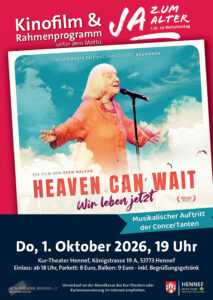 Filmplakat Dokumentarfilm „Heaven can wait“ im Kur-Theater