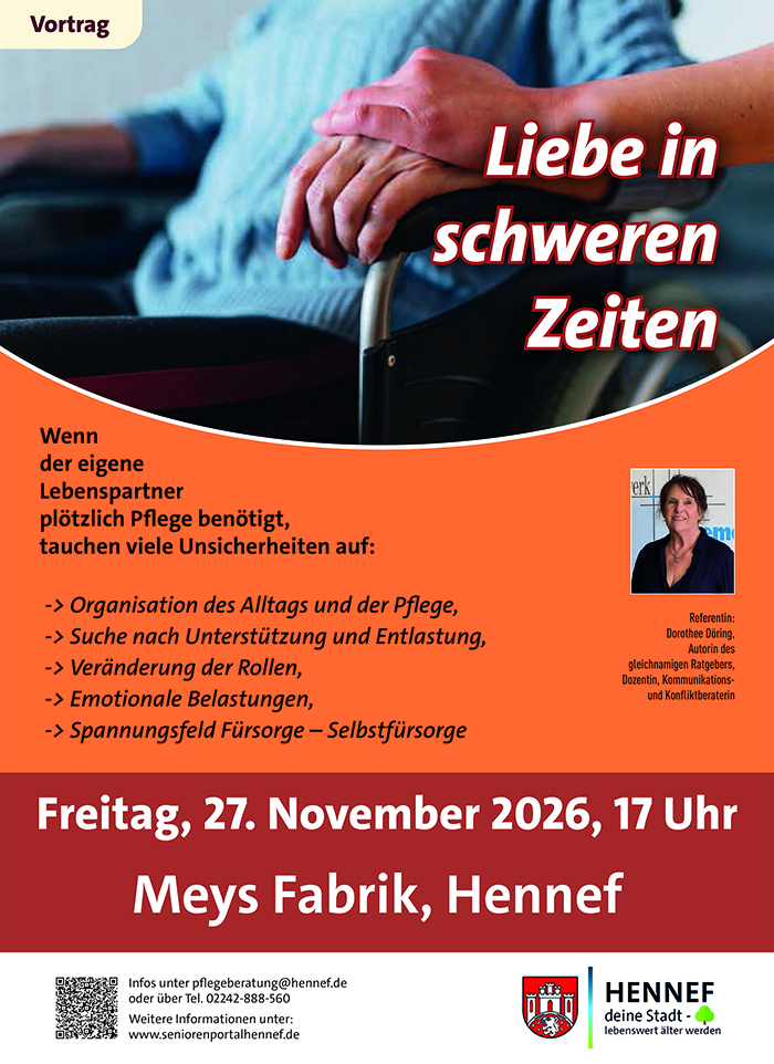 Dorothee Döring stellt ihren Ratgeber für pflegende Angehörige „Liebe in schweren Zeiten – Wenn aus Lebenspartnern Pflegepartner werden“ vor.