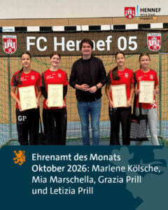 Bürgermeister Mario Dahm hat Marlene Kölsche, Mia Marschella, Grazia Prill und Letizia Prill mit dem „Ehrenamt des Monats Oktober“ ausgezeichnet.